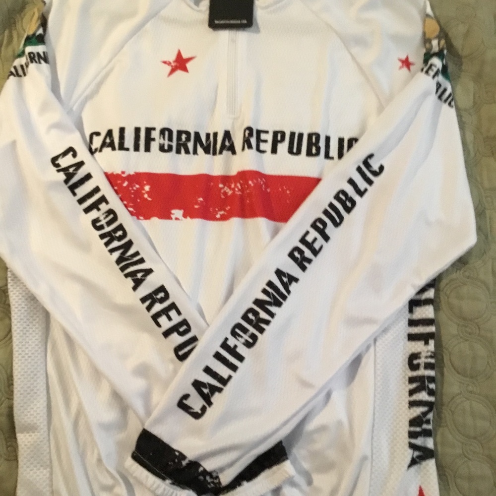 Team California Republic White Men's Long Sleeve Cycling Jersey
